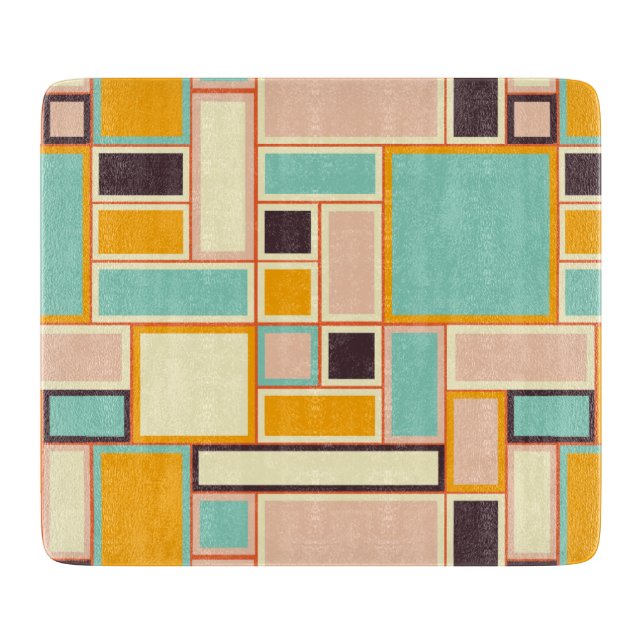 Planche À Découper Motif abstrait vibrant avec des rectangles (Devant)