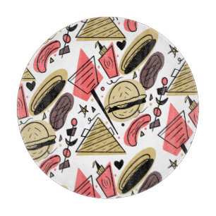 Planche À Découper Motif Anniversaire BBQ Burger Hotdog Doodle       