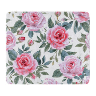 Planche À Découper Motif aquarelle cottagecore floral rose rose