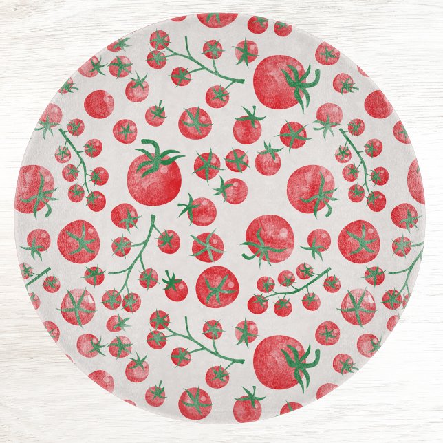 Planche À Découper Motif aquarelle de tomates (Fun Mediterranean summer watercolor tomato pattern cutting board)