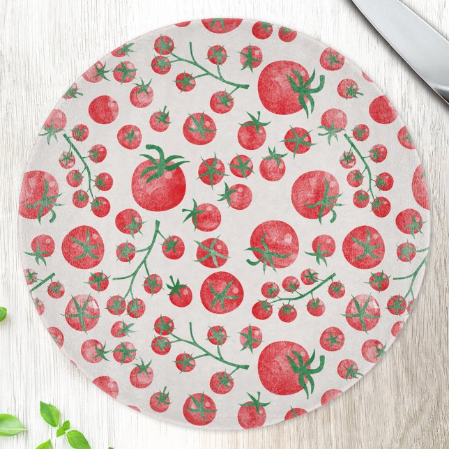 Planche À Découper Motif aquarelle de tomates (Fun Mediterranean summer watercolor tomato pattern cutting board)
