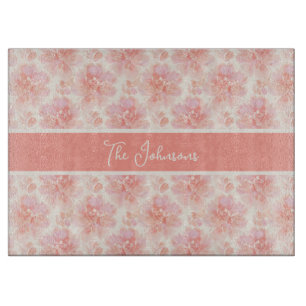 Planche À Découper Motif aquarelle florale abstraite pêche et rose