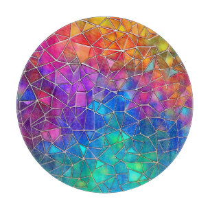 Planche À Découper Motif arc-en-ciel en verre tendu