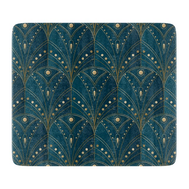 Planche À Découper Motif Art Déco avec des formes géométriques dorées (Devant)