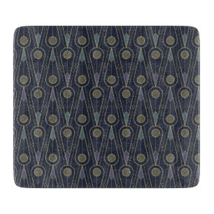 Planche À Découper Motif Art Déco avec des formes géométriques en or
