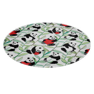 Planche À Découper motif avec de beaux pandas avec des coeurs
