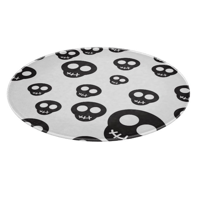Planche À Découper Motif avec les crânes noirs sur le blanc (Coin)
