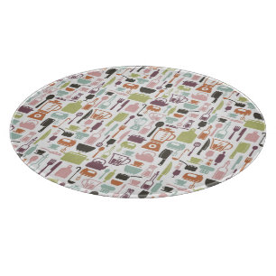 Planche À Découper Motif avec les icônes colorées de cuisine