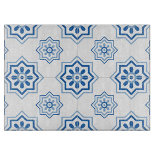 Planche À Découper Motif BLEU de tuile d'Azulejo de Portugais vintage