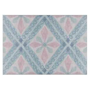 Planche À Découper motif bleu en forme de diamant