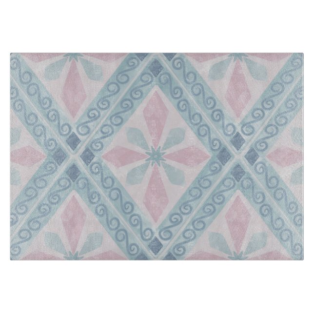 Planche À Découper motif bleu en forme de diamant (Devant)