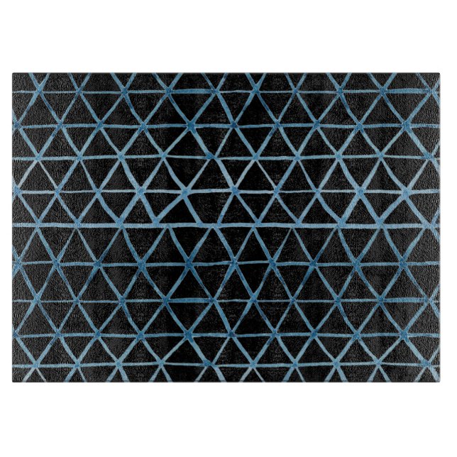 Planche À Découper Motif bleu Shibori sur fond noir (Devant)