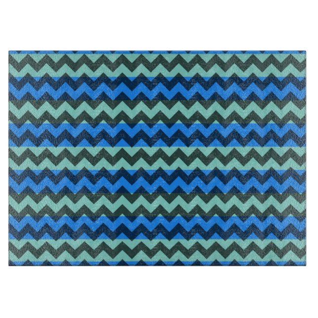 Planche À Découper Motif Blue Chevron (Devant)