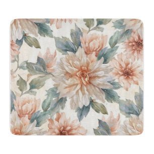 Planche À Découper Motif botanique à l'aquarelle de fleurs de chrysan