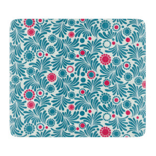 Planche À Découper Motif botanique de couleur bleue de style vintage