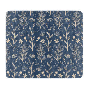 Planche À Découper Motif botanique de feuillage automnal bleu