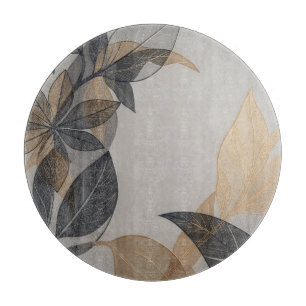 Planche À Découper Motif botanique de feuille stylisé élégant noir or