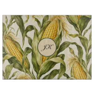 Planche À Découper Motif Botanique de Maïs Monogrammé