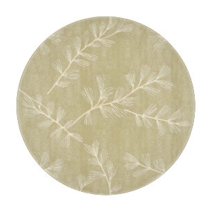 Planche À Découper Motif botanique vert sauge avec feuille dessinée à
