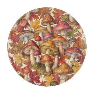 Planche À Découper Motif botanique vintage de forêt de champignons d'