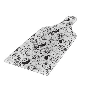 Planche À Découper Motif cachemire noir et blanc – Art textile élégan