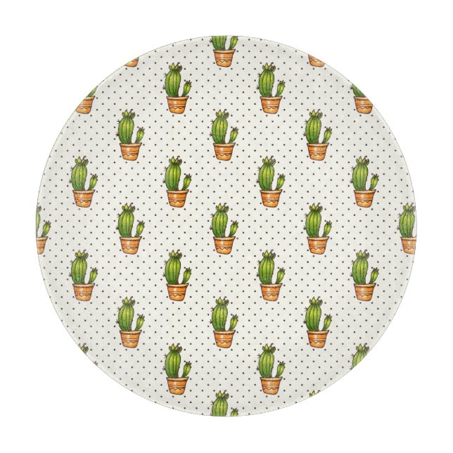 Planche À Découper Motif Cactus & Succulent Polk Dot (Devant)
