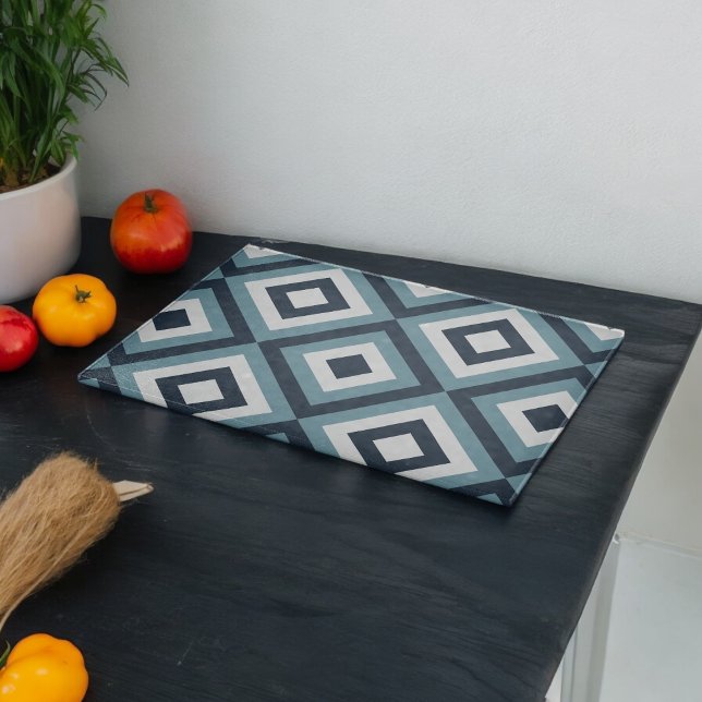 Planche À Découper Motif Carré bleu (Chopping Board)