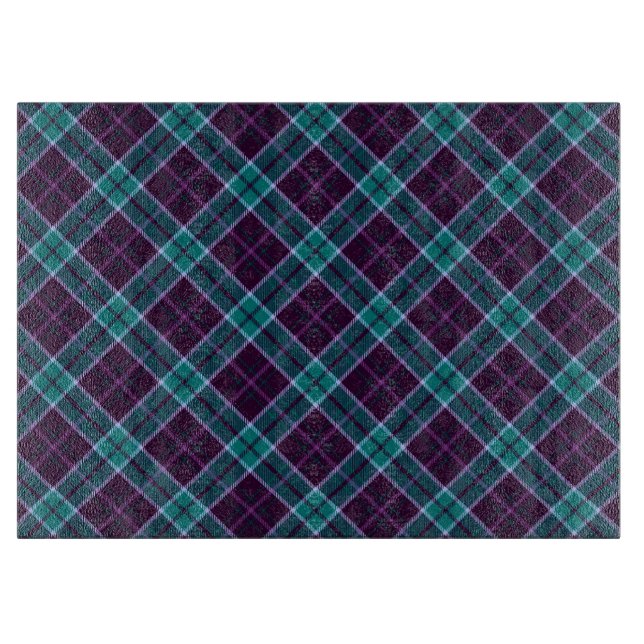 Planche À Découper Motif carreau de Noël bleu et violet (Devant)