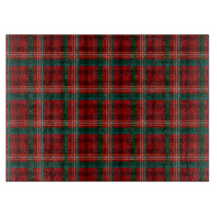 Planche À Découper Motif carreau de Noël rouge, crème et vert