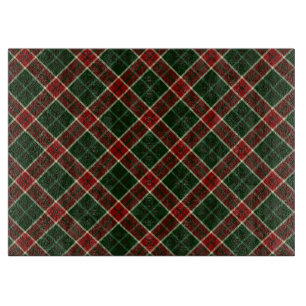 Planche À Découper Motif carreaux de Noël rouge, crème et vert