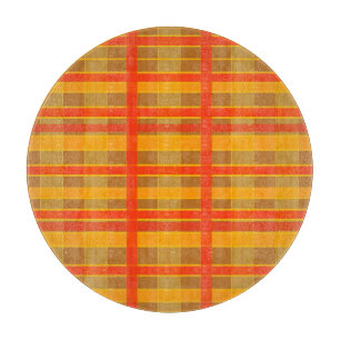 Planche À Découper Motif carreaux rouge orange rétro