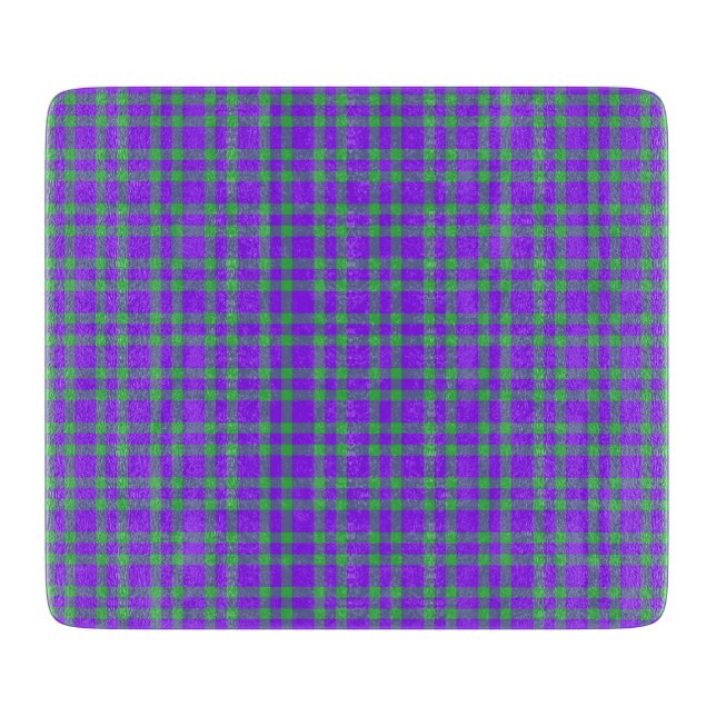Planche À Découper Motif carreaux vert et violet (Devant)