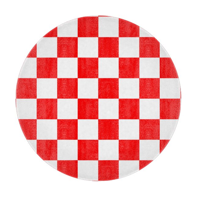 Planche À Découper Motif chèque À damiers blanc rouge (Devant)