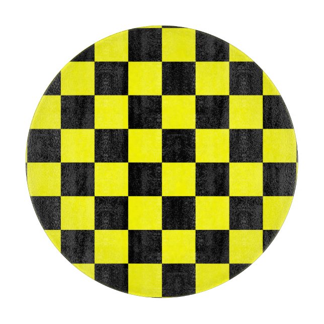 Planche À Découper Motif chèque À damiers jaune noir (Devant)