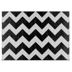 Planche À Découper Motif Chevron noir et blanc