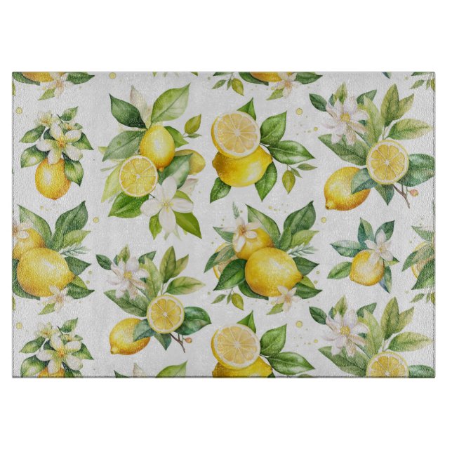Planche À Découper Motif citron, Fleurs de citron, Feuilles, Citrus (Devant)