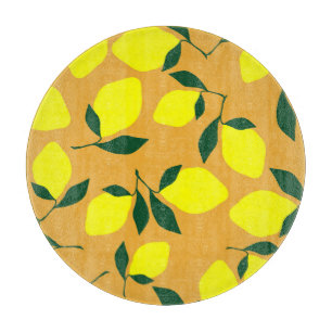 Planche À Découper Motif citron simple, arrière - plan orange.