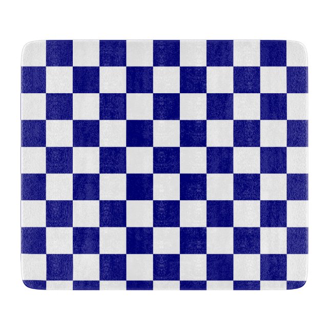 Planche À Découper Motif classique en damier bleu foncé et blanc (Devant)
