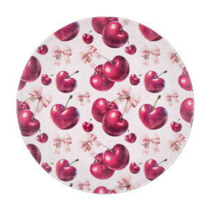 Planche À Découper Motif Coquette Cerise Rose Ruban Esthétique 
