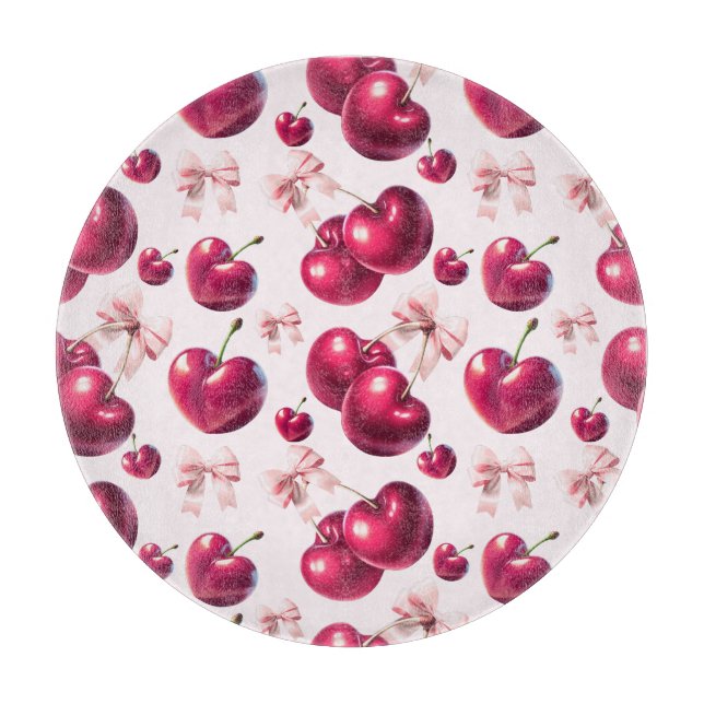 Planche À Découper Motif Coquette Cerise Rose Ruban Esthétique  (Devant)