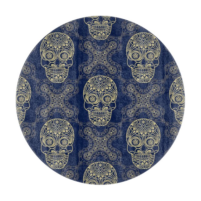 Planche À Découper Motif crâne multicolore Boho. (Devant)