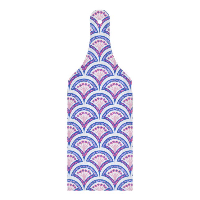 Planche À Découper motif damassé floral bleu (Devant)