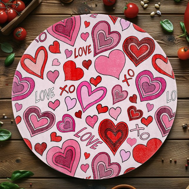 Planche À Découper Motif d'amour de cœurs roses rouges mignons Blush (Créateur téléchargé)