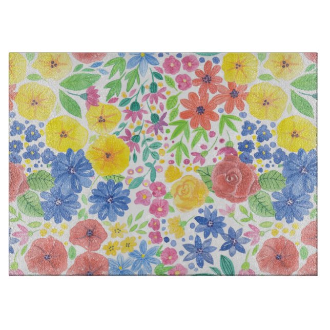 Planche À Découper Motif d'aquarelle florale (Devant)