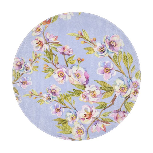 Planche À Découper Motif d'aquarelle Flower Pomme Cherry (Devant)