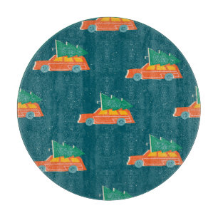 Planche À Découper Motif d'arbre de Noël de voiture rétro