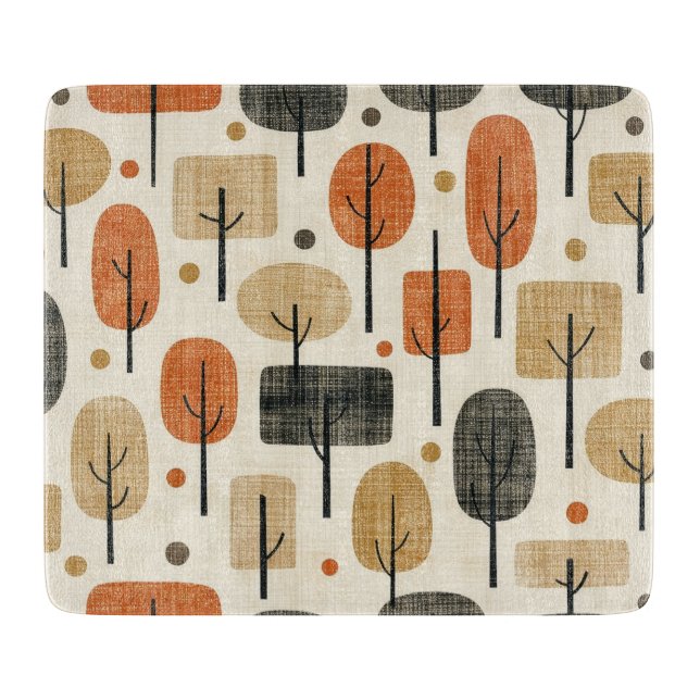 Planche À Découper Motif d'arbre moderne du milieu du siècle (Devant)