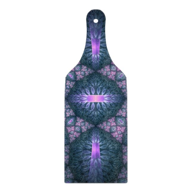 Planche À Découper Motif d'art fractal 3D turquoise violet rose (Devant)