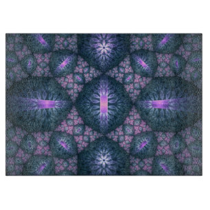 Planche À Découper Motif d'art fractal 3D turquoise violet rose