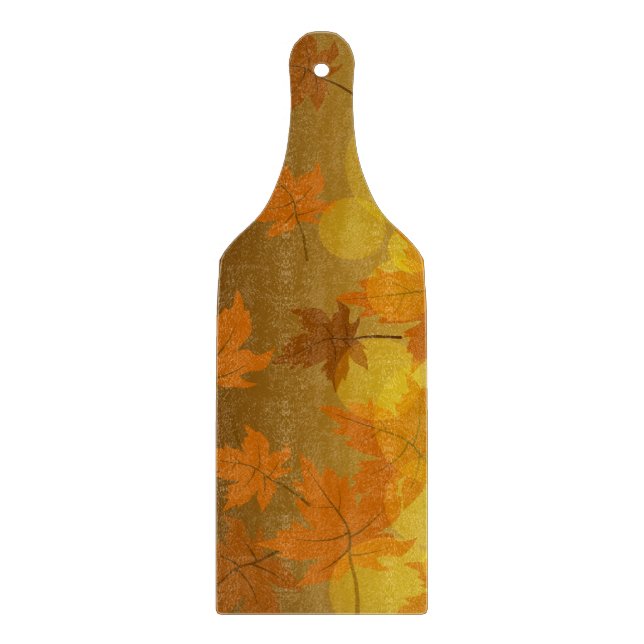 Planche À Découper Motif d'automne avec feuilles d'érable en chute et (Devant)
